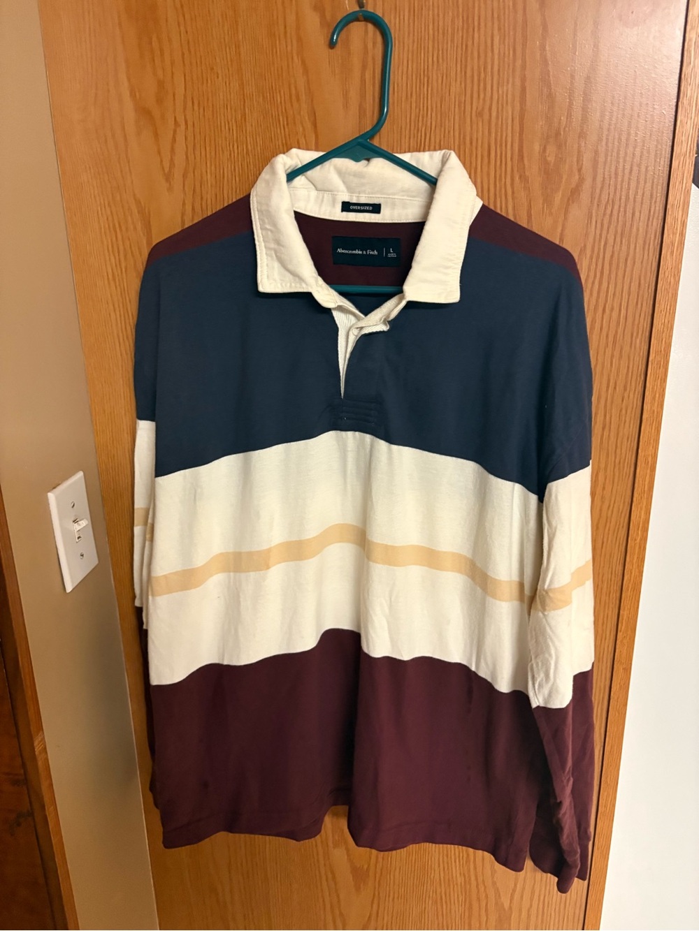 Abercrombie & Fitch Colorblock Rugby Polo - Navy, Cream & Maroon
